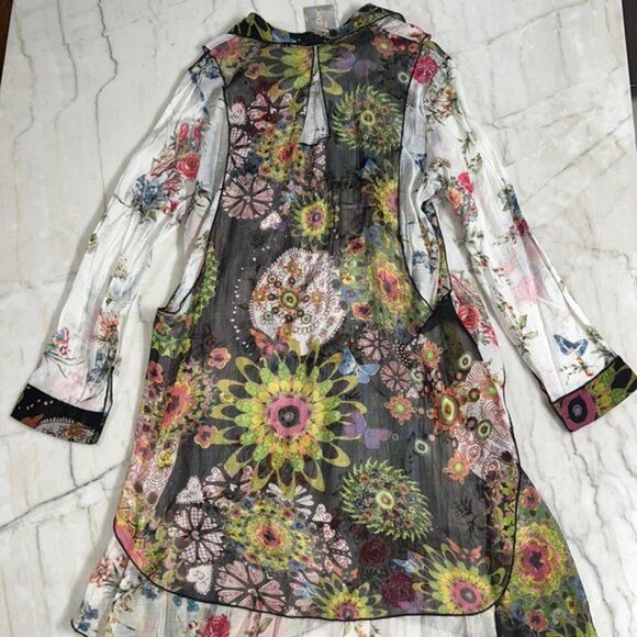 Dor Dor Couture Boho long sheer button down kimono  woman’s size XL - Picture 3 of 6